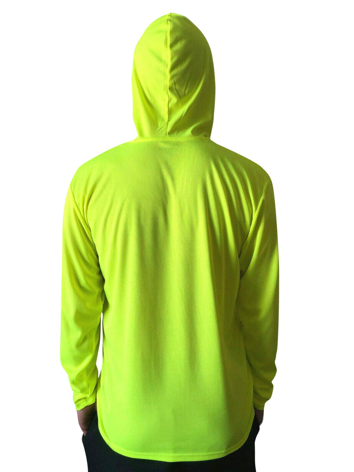 NY GOLDEN FASHION Hi Vis High Visibility T Shirt Long Sleeve Safety Construction Work Shirts with Hood (2Pcs Neon Yellow, XL)