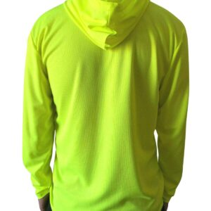 NY GOLDEN FASHION Hi Vis High Visibility T Shirt Long Sleeve Safety Construction Work Shirts with Hood (2Pcs Neon Yellow, XL)