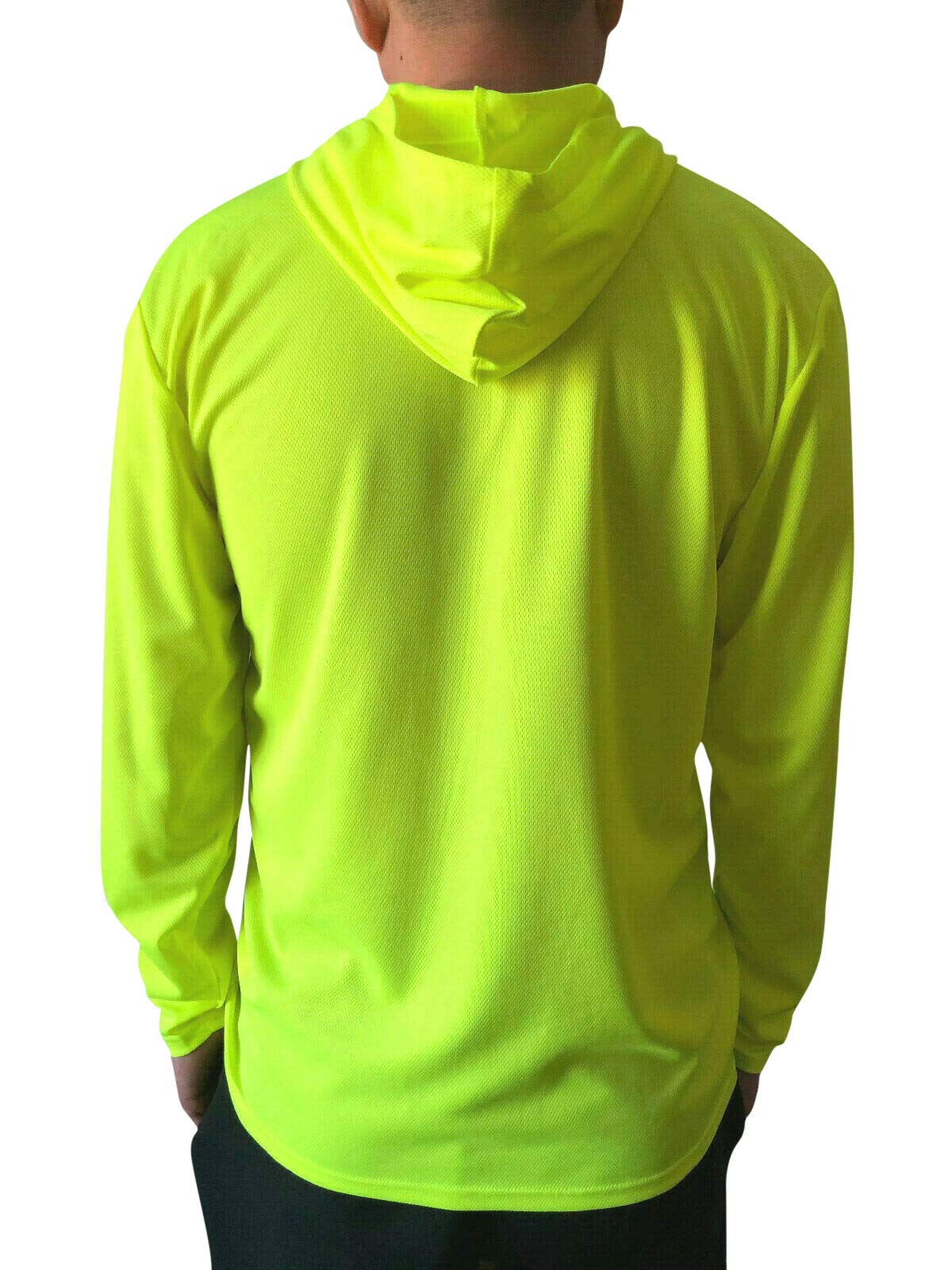 NY GOLDEN FASHION Hi Vis High Visibility T Shirt Long Sleeve Safety Construction Work Shirts with Hood (2Pcs Neon Yellow, XL)