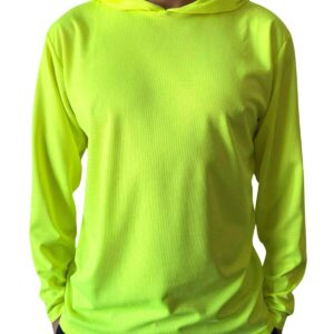 NY GOLDEN FASHION Hi Vis High Visibility T Shirt Long Sleeve Safety Construction Work Shirts with Hood (2Pcs Neon Yellow, XL)