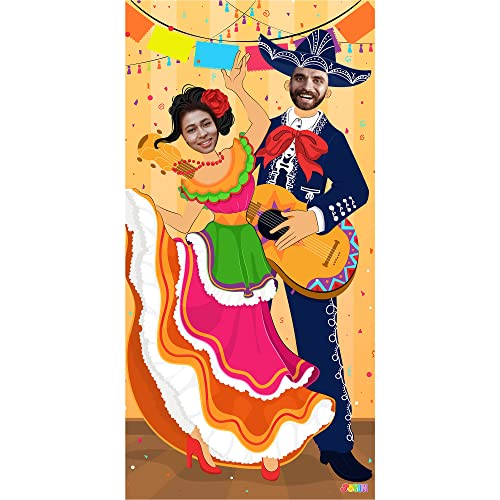 JOYIN Cinco de Mayo Fiesta Couple Photo Door Banner for Party Supplies, Mexican Photography Backdrop Decoration, Mexican Theme Photo Booth Background, Party or Festivals