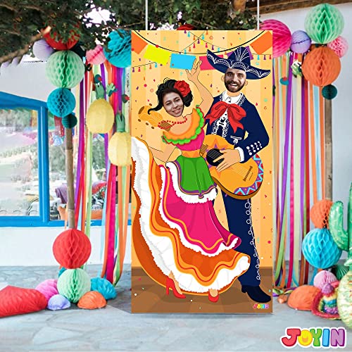 JOYIN Cinco de Mayo Fiesta Couple Photo Door Banner for Party Supplies, Mexican Photography Backdrop Decoration, Mexican Theme Photo Booth Background, Party or Festivals