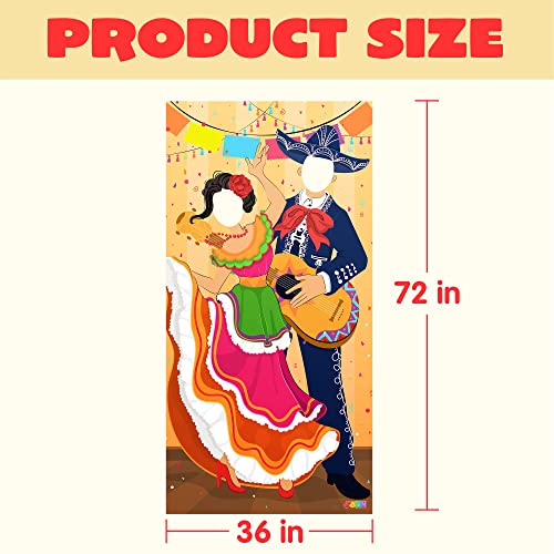 JOYIN Cinco de Mayo Fiesta Couple Photo Door Banner for Party Supplies, Mexican Photography Backdrop Decoration, Mexican Theme Photo Booth Background, Party or Festivals