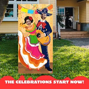 JOYIN Cinco de Mayo Fiesta Couple Photo Door Banner for Party Supplies, Mexican Photography Backdrop Decoration, Mexican Theme Photo Booth Background, Party or Festivals