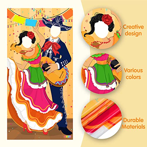 JOYIN Cinco de Mayo Fiesta Couple Photo Door Banner for Party Supplies, Mexican Photography Backdrop Decoration, Mexican Theme Photo Booth Background, Party or Festivals