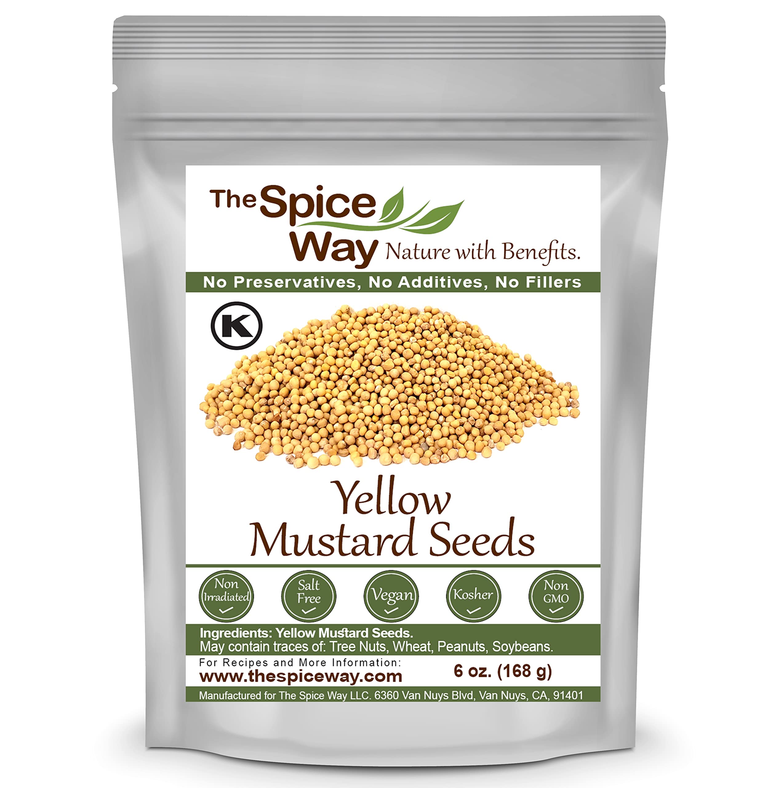 The Spice Way Yellow Mustard Seed - (6oz) whole seeds for Pickling, resealable bag