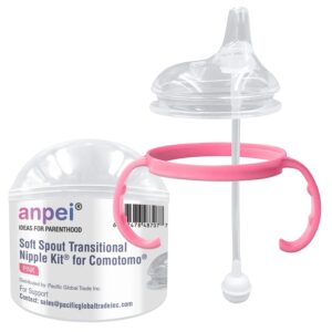 sippy cup soft spout transitional nipple kit for comotomo baby bottles, 5 oz and 8 oz