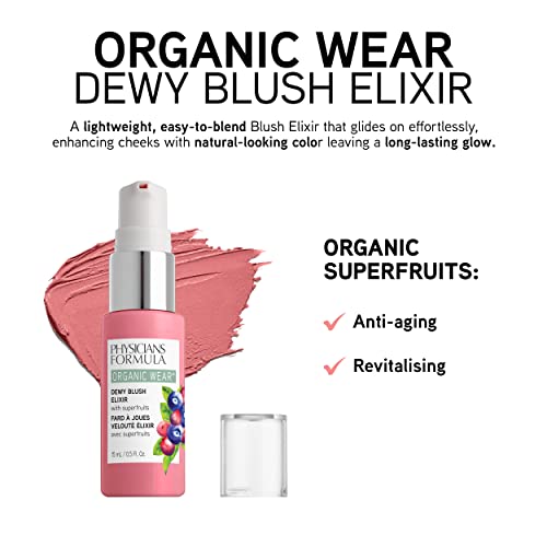 Physicians Formula Organic Wear Natural Dewy Face Blush Makeup Elixir, Crushed Berries