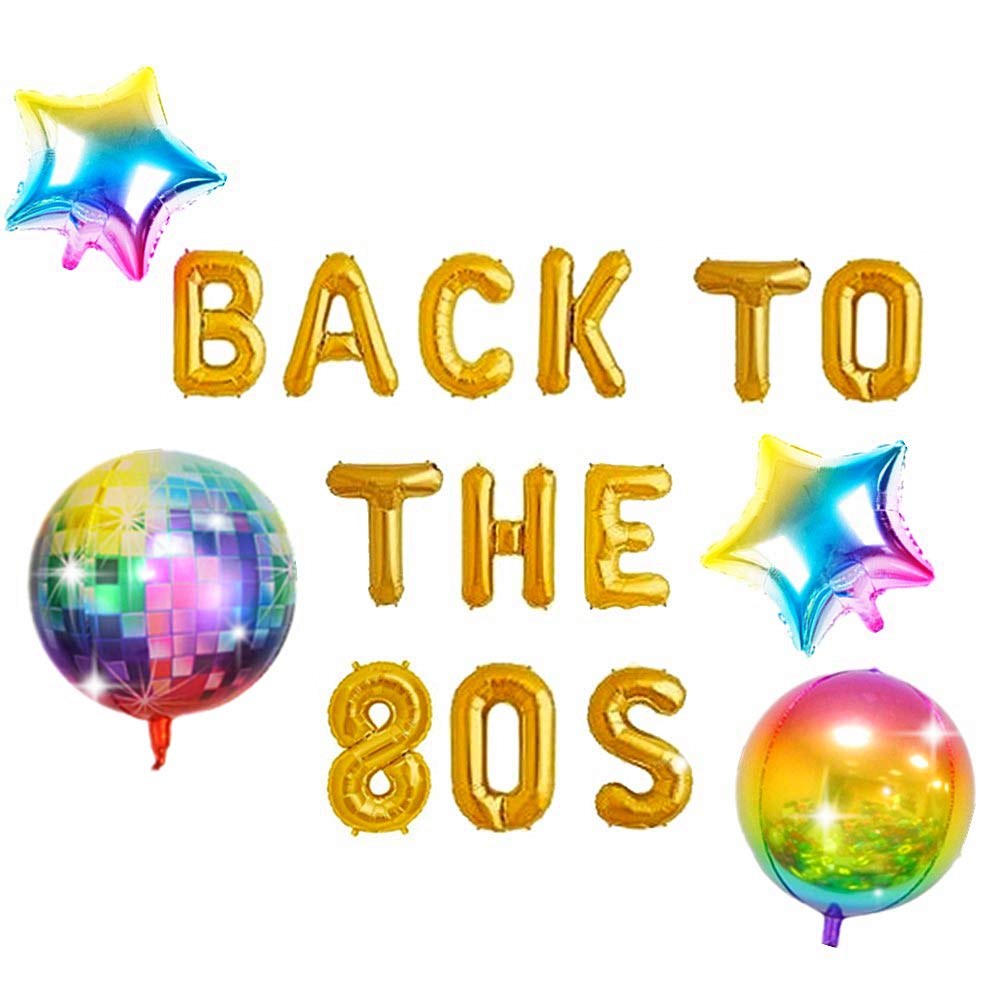 JeVenis 5 PCS Back To The 80s Balloon Banner 80s Retro Party Balloon 80s Party Decorations 80s Party Supplies 80s Themed Party Hip Hop Party 80s Photo Backdrop