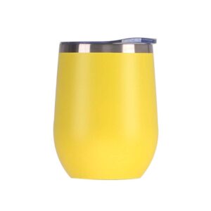 gteller 12 oz stainless steel wine tumbler stemless glasses with lid, double wall insulated travel mug perfect for wine, coffee, drinks, champagne, cocktails (yellow)