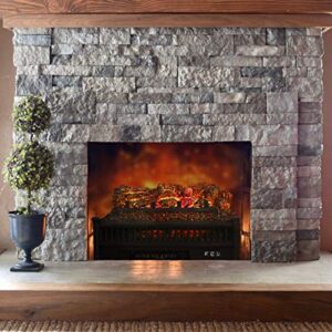 LOKATSE HOME 23" Electric Fireplace Insert Log, Remote Control Heater with Realistic Ember Bed, Black