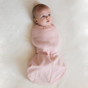 Woombie Simply Baby Swaddling Blanket I Soothing, Cotton Baby Swaddle I Wearable Baby Blanket, Pink Blush, 0-3 Months