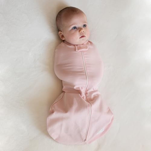 Woombie Simply Baby Swaddling Blanket I Soothing, Cotton Baby Swaddle I Wearable Baby Blanket, Pink Blush, 0-3 Months