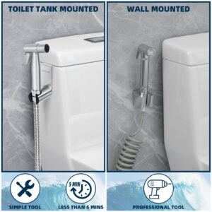 Handheld Bidet Sprayer for Toilet Portable Pet Shower Toilet Water Sprayer Seat Bidet Attachment Bathroom Stainless Steel Spray for Personal Hygiene (Hook)