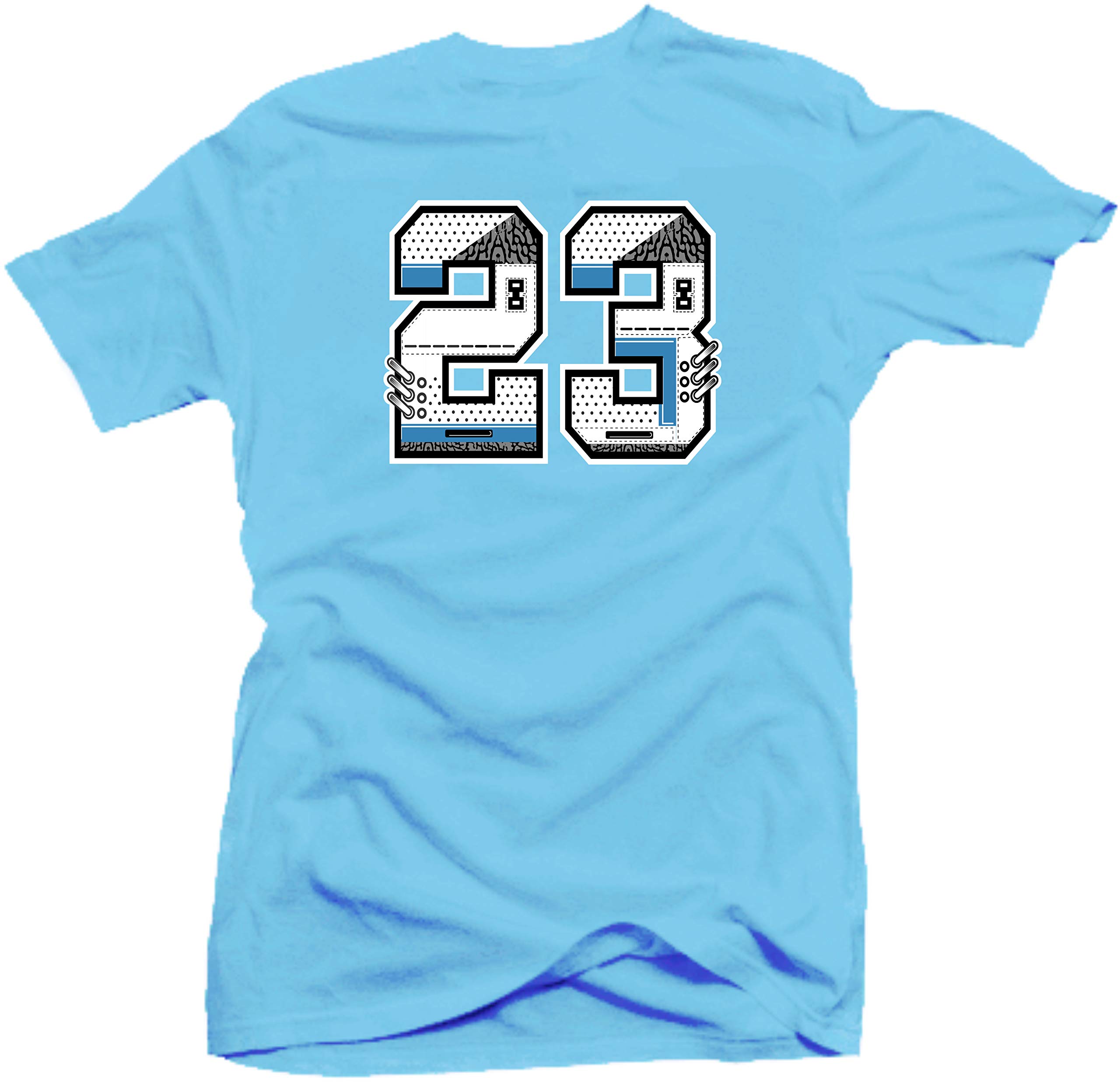 Jordan 3 UNC Cement Sneaker Shirt to Match (Jordan 3 UNC Cement Sneaker Shirt to Match- Snelos 23 (Blue), L)