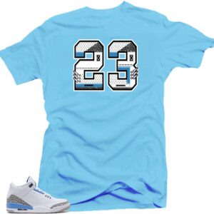 Jordan 3 UNC Cement Sneaker Shirt to Match (Jordan 3 UNC Cement Sneaker Shirt to Match- Snelos 23 (Blue), L)