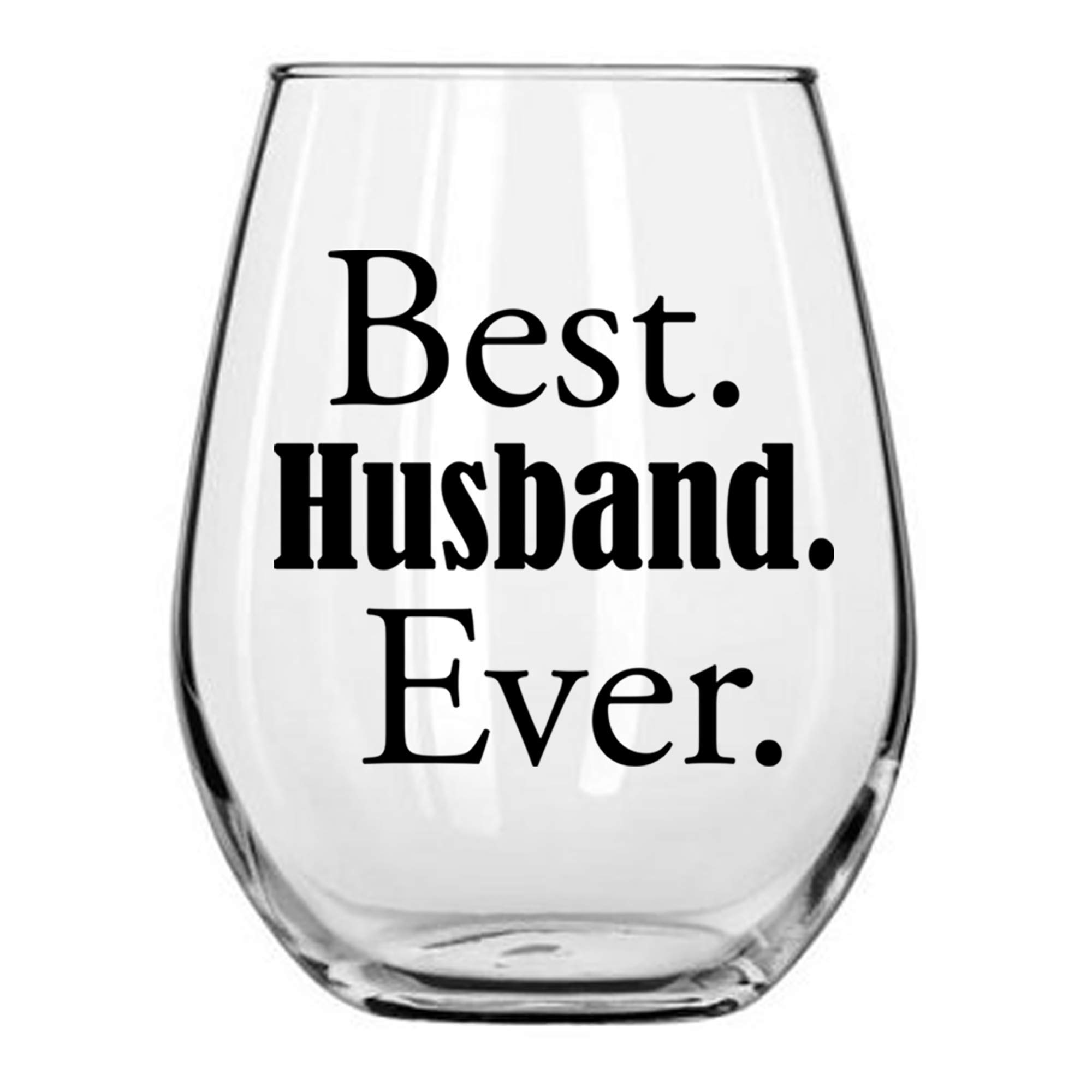 Momstir Best Husband Ever 15oz Stemless Wine Glass with Sayings Unique Present for Him, Hubby, Men, Husband from Wife - Romantic Idea for Anniversary, Birthday