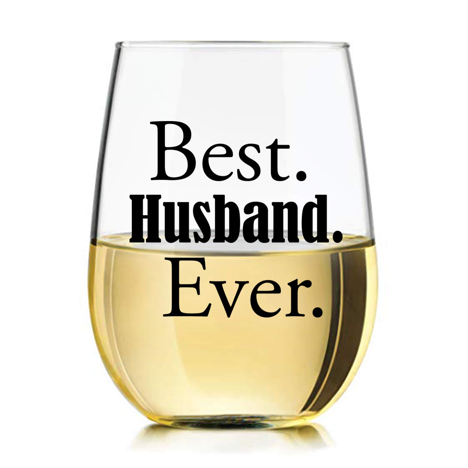 Momstir Best Husband Ever 15oz Stemless Wine Glass with Sayings Unique Present for Him, Hubby, Men, Husband from Wife - Romantic Idea for Anniversary, Birthday