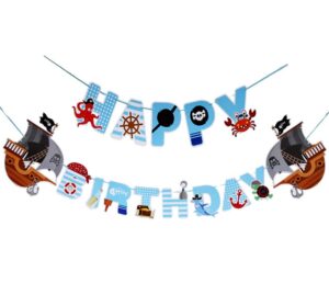 pirate birthday banner pirate party decorations for kids pirate theme party supplies birthday party baby shower pirate happy birthday banner for boys children 1st 2nd 3rd 4th birthday supplies