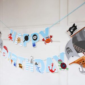 Pirate Birthday Banner Pirate Party Decorations for Kids Pirate Theme Party Supplies Birthday Party Baby Shower Pirate Happy Birthday Banner for Boys Children 1st 2nd 3rd 4th Birthday Supplies