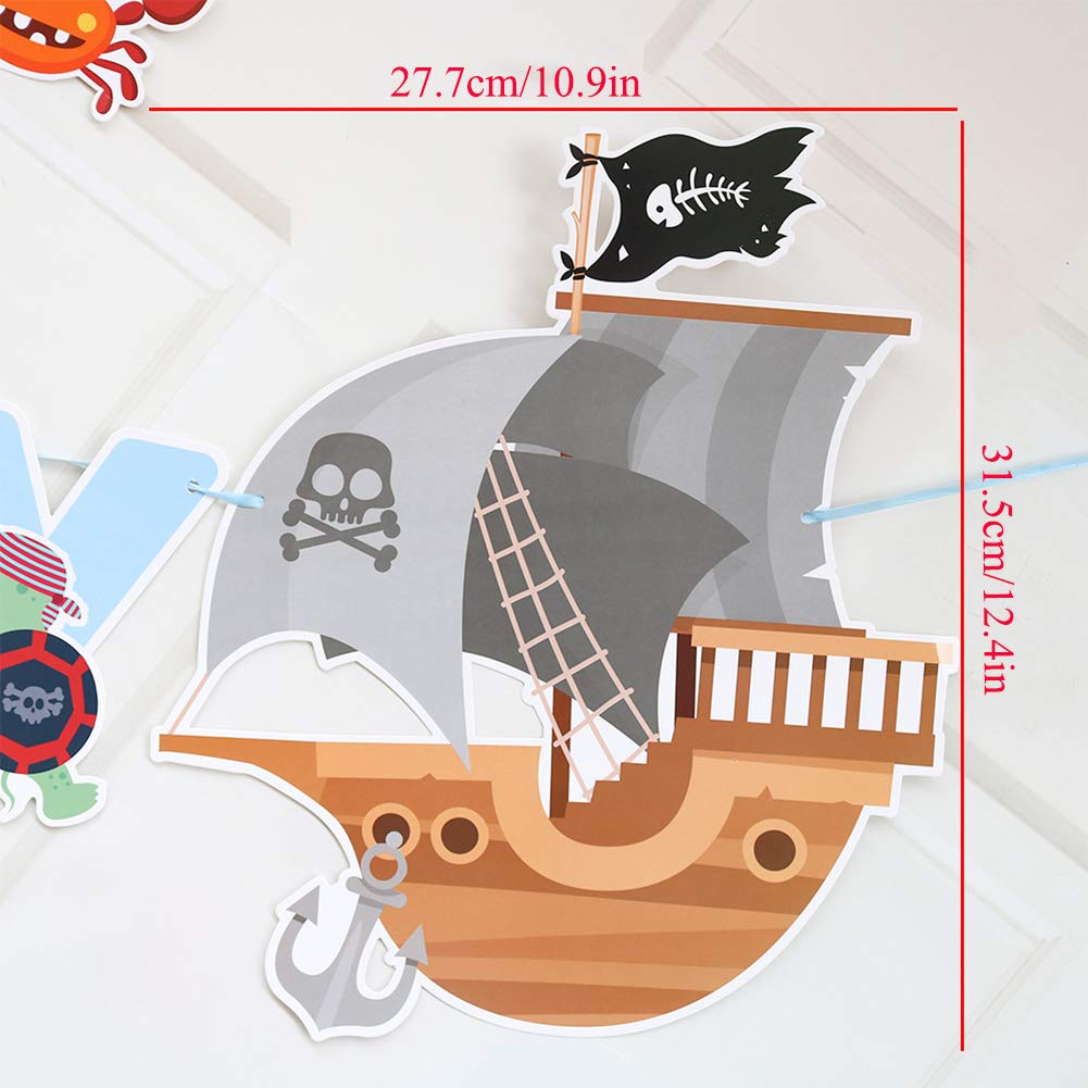 Pirate Birthday Banner Pirate Party Decorations for Kids Pirate Theme Party Supplies Birthday Party Baby Shower Pirate Happy Birthday Banner for Boys Children 1st 2nd 3rd 4th Birthday Supplies