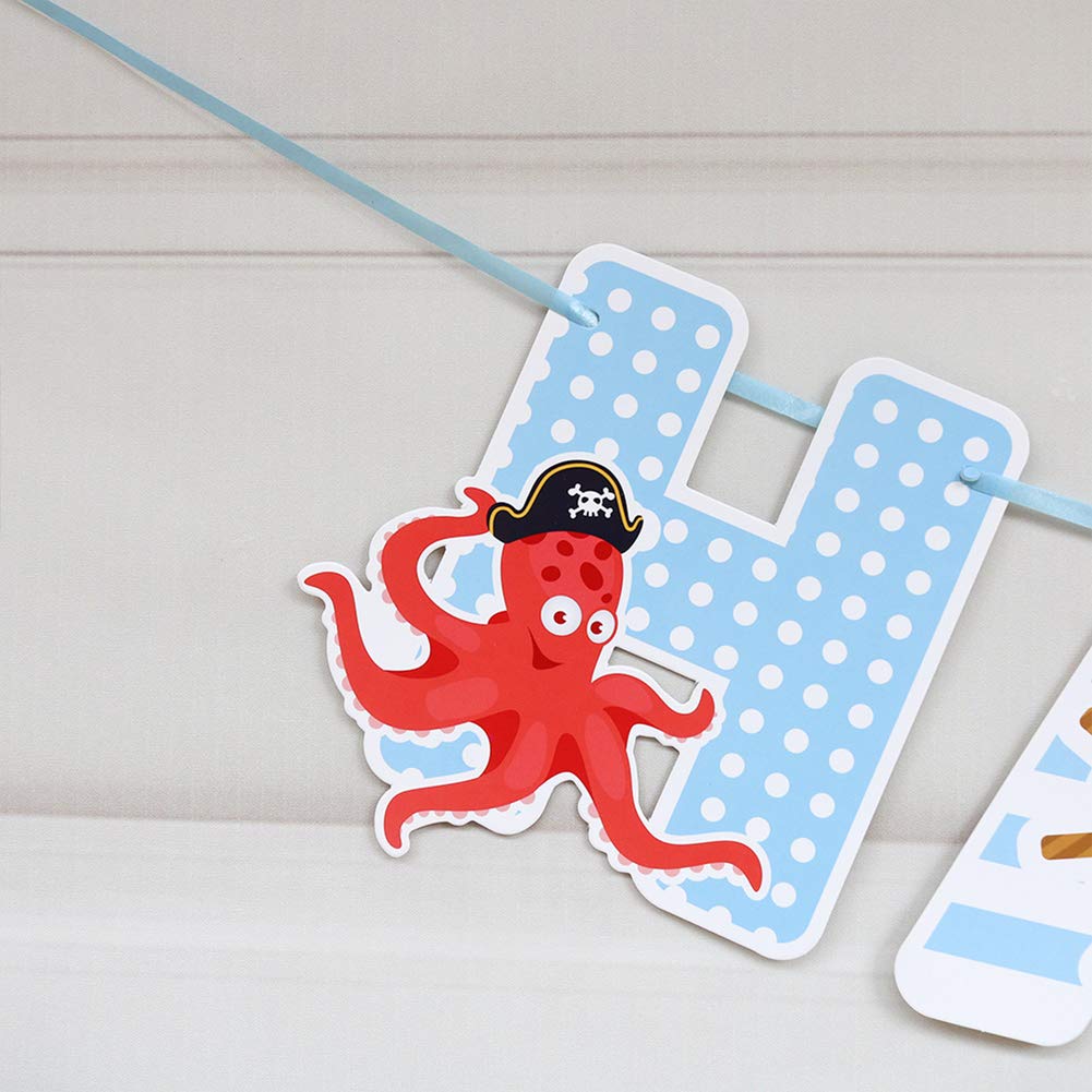 Pirate Birthday Banner Pirate Party Decorations for Kids Pirate Theme Party Supplies Birthday Party Baby Shower Pirate Happy Birthday Banner for Boys Children 1st 2nd 3rd 4th Birthday Supplies