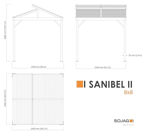 Sojag 6' x 8' Dakota BBQ Grill Gazebo Outdoor Weather-Resistant Aluminum Frame Shelter