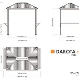 Sojag 6' x 8' Dakota BBQ Grill Gazebo Outdoor Weather-Resistant Aluminum Frame Shelter