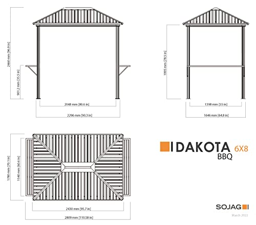 Sojag 6' x 8' Dakota BBQ Grill Gazebo Outdoor Weather-Resistant Aluminum Frame Shelter
