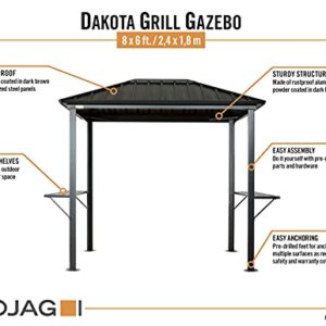 Sojag 6' x 8' Dakota BBQ Grill Gazebo Outdoor Weather-Resistant Aluminum Frame Shelter