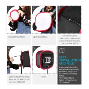 Neewer Foldable Softbox Light Box with Strap Clip, Grill and Carry Bag Compatible with Neewer 480/660/530 LED Light Panels, Opening 10 x 8.7 cm (Black + Red)