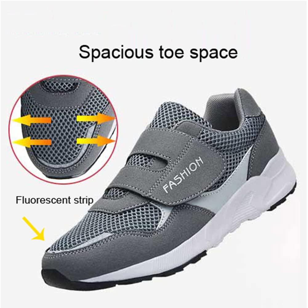 LEADER SHOW Women's Casual Flats Non-Slip Sneakers Elderly Safety Comfortable Walking Shoes (8.5, Grey)