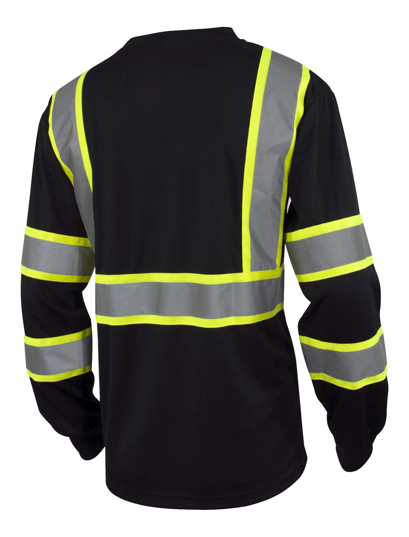 L&M Hi Vis Class 3 T Shirt Reflective Safety Black Long Sleeve HIGH Visibility 39 (XL, Black)