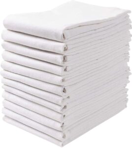 [18 pack] flour sack kitchen dish towels - lint free soft 100% ring spun cotton - large 28x28 - white