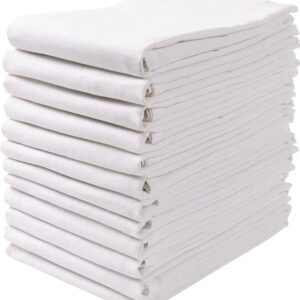 [18 Pack] Flour Sack Kitchen Dish Towels - Lint Free Soft 100% Ring Spun Cotton - Large 28x28 - White