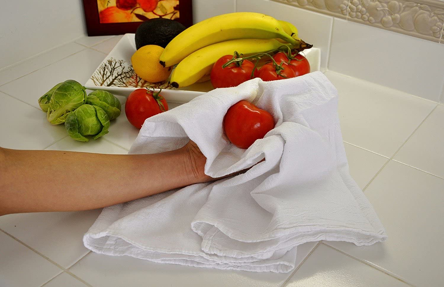 [18 Pack] Flour Sack Kitchen Dish Towels - Lint Free Soft 100% Ring Spun Cotton - Large 28x28 - White
