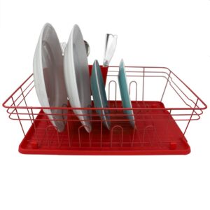 Home Basics, Red Contempo 3 Piece Dish Rack (1