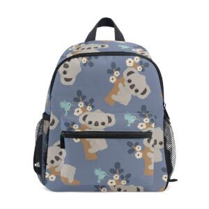 orezi cute floral koala with flower toddler bag,non-slip and detachable chest strap travel bag snack diapers bag preschool backpack for kids little boy girls