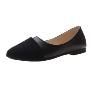 women splice color flats fashion pointed toe ballerina ballet flat slip on shoes (black, 7 m us)