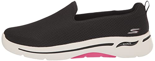 Skechers Women's Go Walk Arch Fit-Grateful Sneakers, Black/Hot Pink, 9