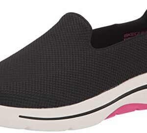 Skechers Women's Go Walk Arch Fit-Grateful Sneakers, Black/Hot Pink, 9