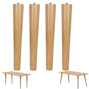meetwarm 16 inch table legs wood furniture legs tapered round for coffee end tables side table chair mid-century modern diy furniture leg natural m8 hanger bolts, set of 4
