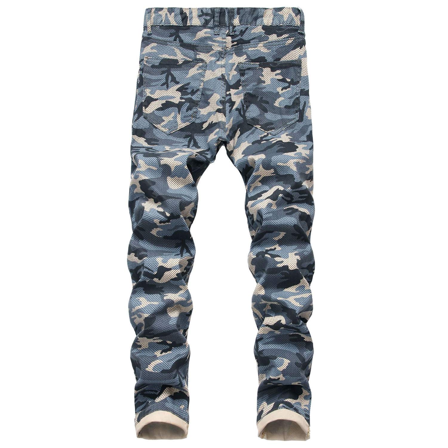 Camo Denim Jeans for Men Moto Biker Slim fit Stretch Jeans Camouflage Skinny Cargo Pants Military Army Combat Pants (Camouflage 1,34)