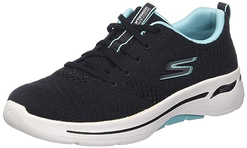 Skechers Women's Go Walk Arch Fit-Unify Sneaker, Black/Aqua, 9