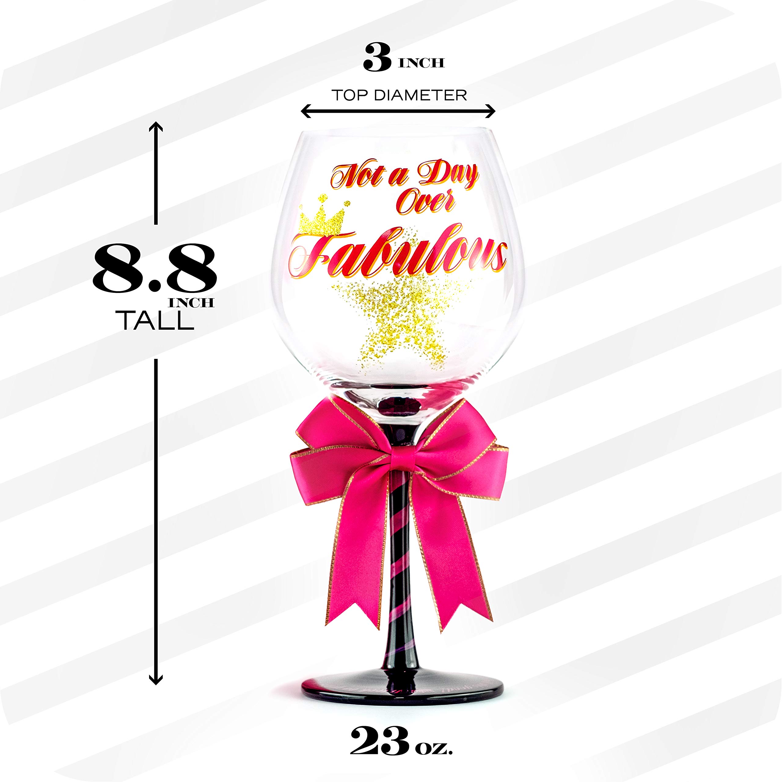 Not a Day Over Fabulous Happy Birthday Wine Glass for Women | Unique Gift Idea for Her, Best Friend, Mom, Sister, Grandma, Aunt, Cousin, Female Coworker, Teacher, Boss | Present for Woman