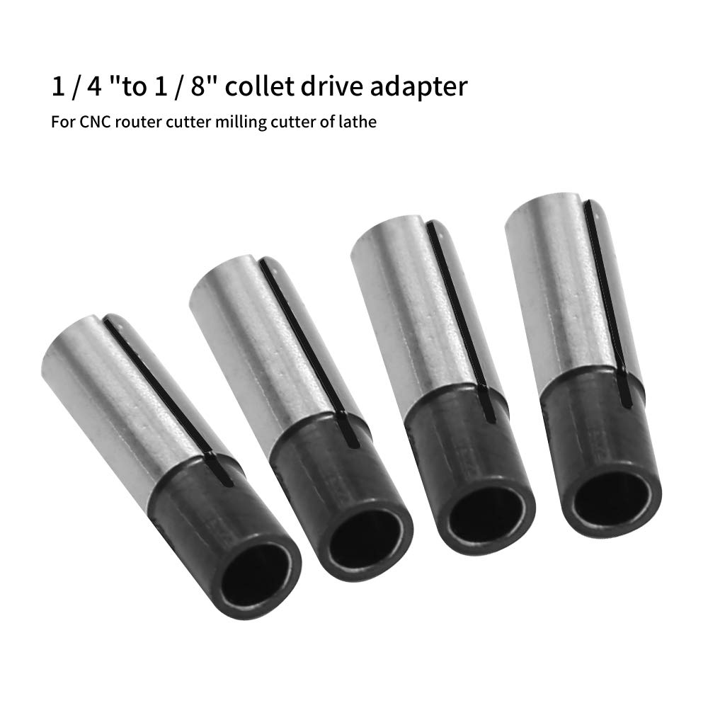 6 Packs 1/4" To 1/8" Collet Adapter for CNC Lathe Router Cutter Milling Bit Collet Reducer