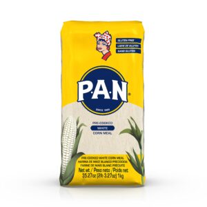 p.a.n. white corn meal – pre-cooked gluten free and kosher flour for arepas (2.2 lb/pack of 1)