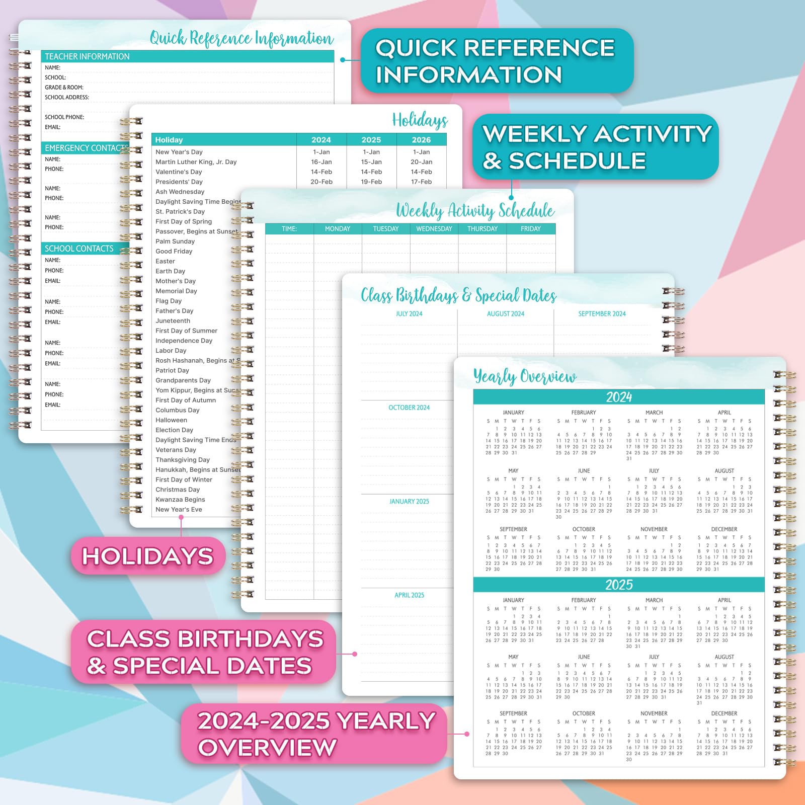 2024-2025 Teacher Planner - Teacher Lesson Planner 2024-2025, July 2024 - June 2025, 8" x 10", Weekly & Monthly Lesson Plan Book for Teachers