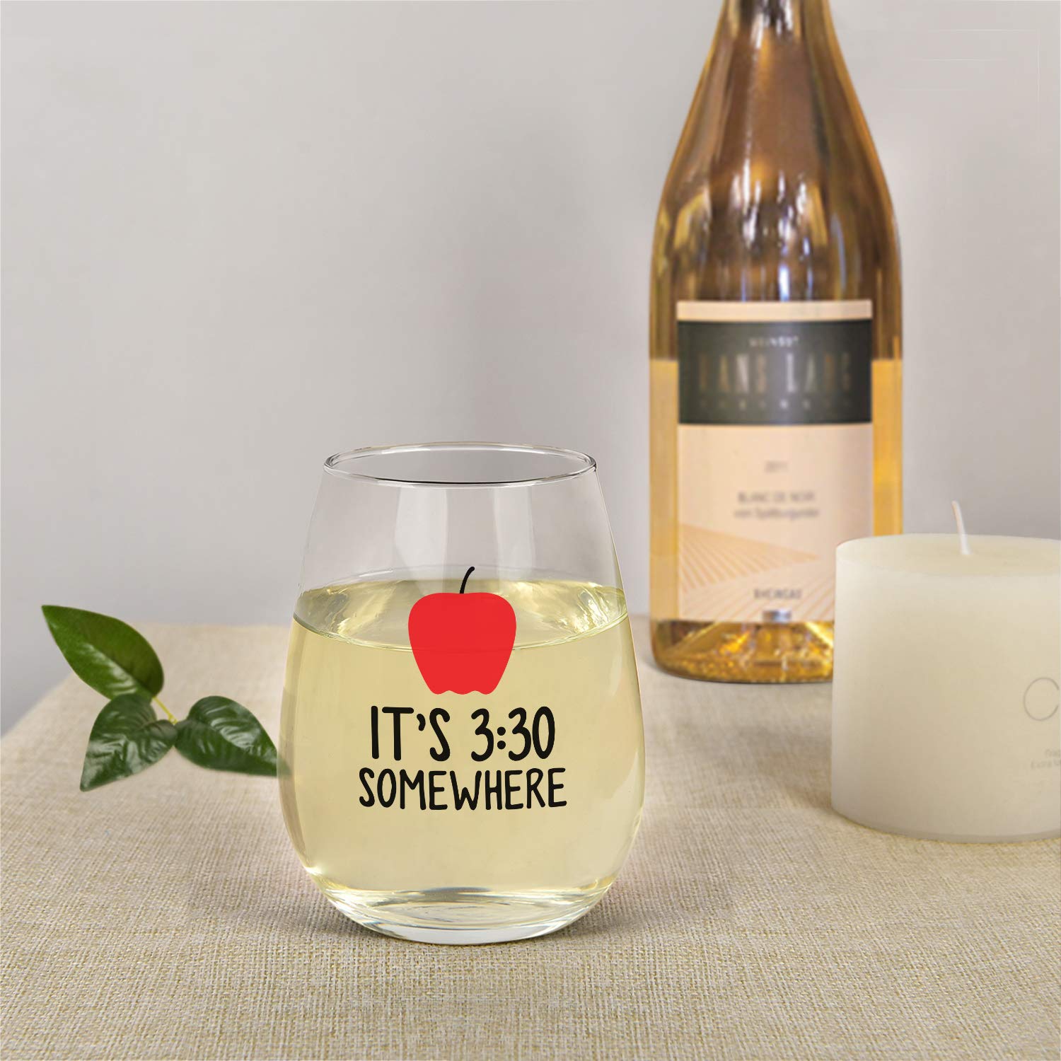 Gtmileo Teacher Wine Glass - It's 3:30 Somewhere 15Oz Stemless Wine Glass - Unique Gifts for Preschool, Elementary, High School Teacher, Professor - Teacher Appreciation Gift