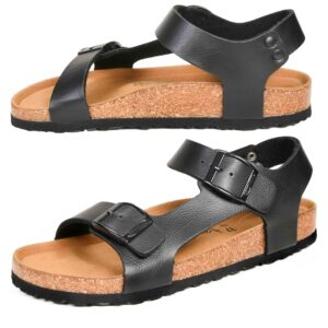 aerothotic women's arch support ankle strap sandal (amulet black, size 8)